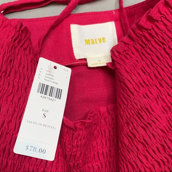 NWT Anthropologie Red/ cranberry Smocked Tank Top ruched - Picture 4 of 6